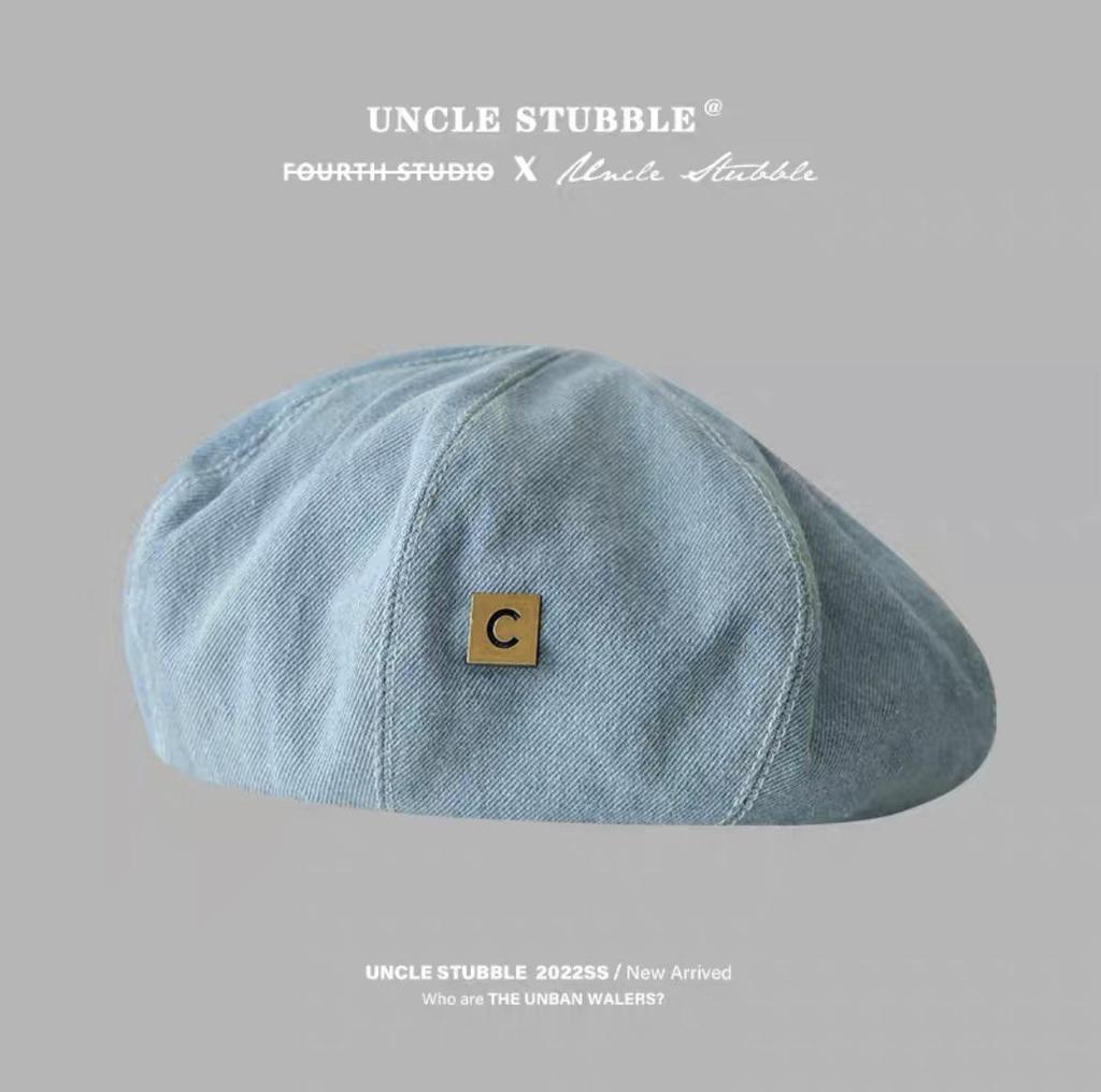 2025 Новая женская японская и корейская ретро джинсовая восьмиугольная беретка - Модная, подчеркивающая лицо шляпа художника