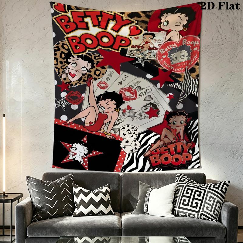 betty boop Wall Tapestry Aesthetic Wall Hanging Printed Fabric Blanket Decorative Tapestries for Bedroom Living Room Home Decor