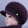 Middle Aged Elderly Hats Women Winter Knitted Woolen Hats Rabbit Hair with Thick Velvet Mother's Elderly Women's Hats Grandmother's Warm Hats