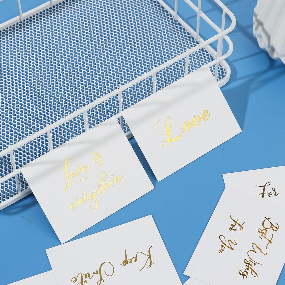 Wedding Party Simple Design Gold Stamping Handwriting Message Cards Thank You White Greeting Card