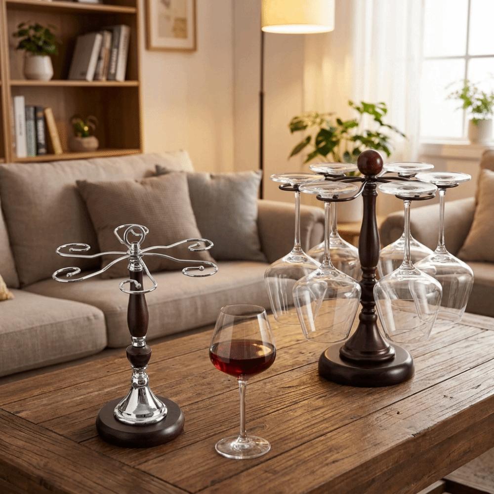 Large Capacity 6 Bottles Wine Glass Rack Freestanding Upside Down Wine Glass Holder Restaurant