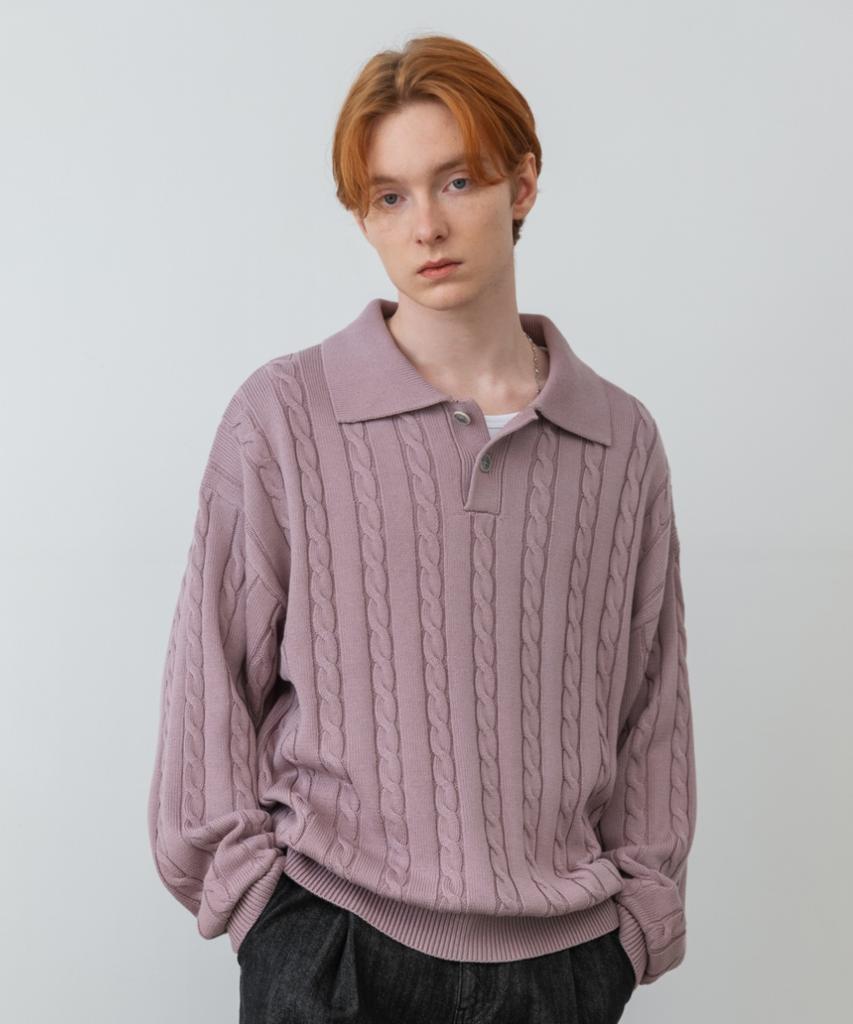 MINAV Maxi Cable Collar Knit [Indie Pink]