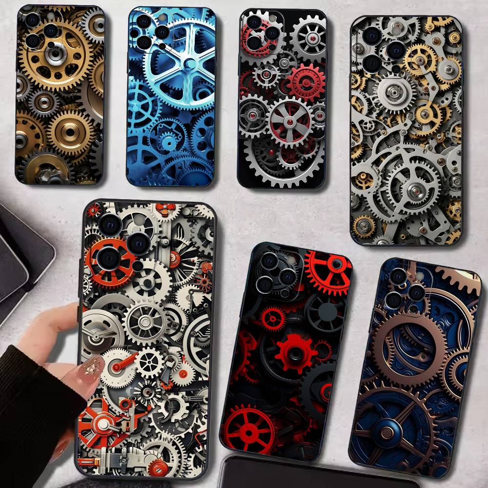 Chromatic Gear pattern Phone Case Silicone Soft For IPhone 17 16 15 14 13 12 11 X XR Plus Pro Max Plus