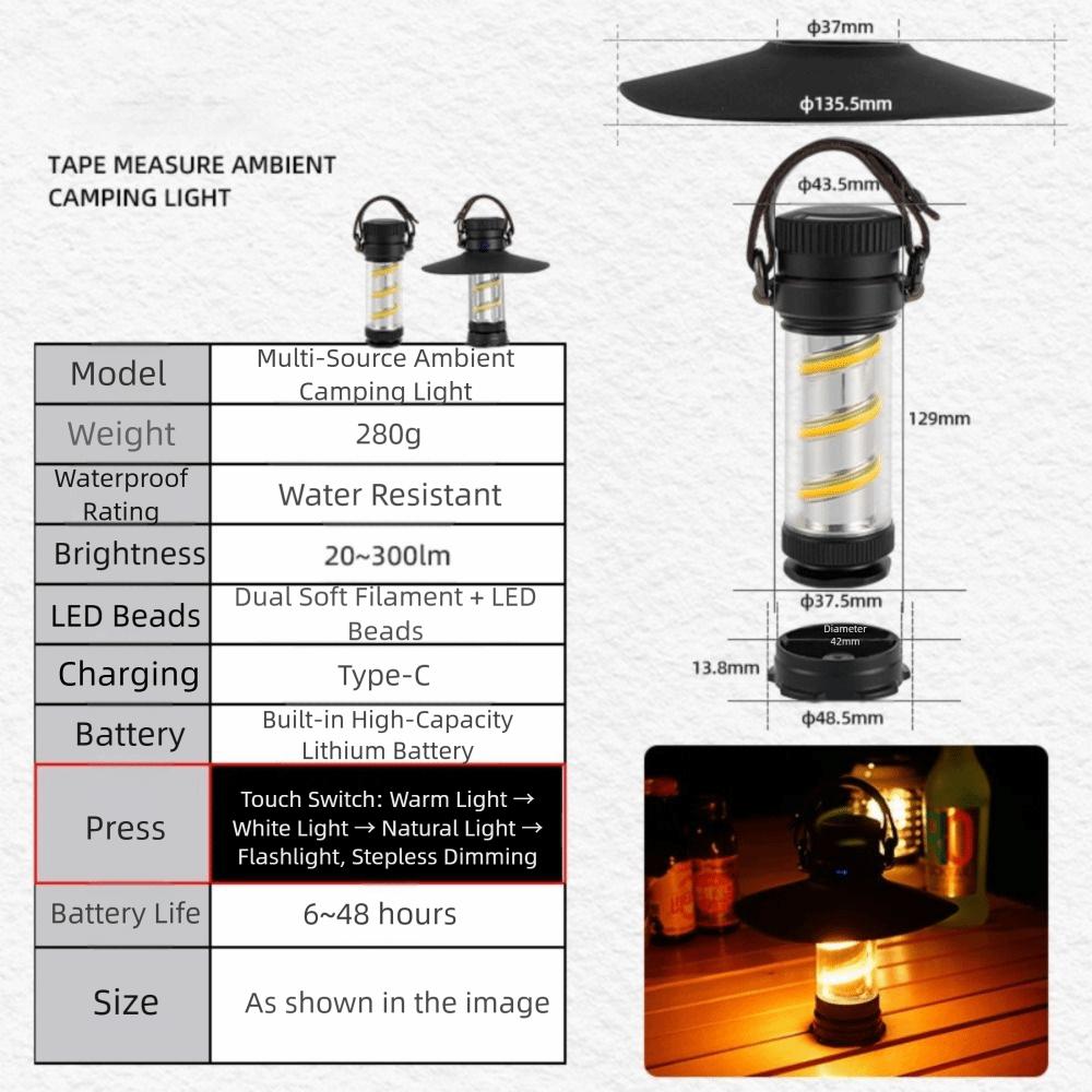 Portable 2000 mAh Camping Lantern Waterproof Multi-Purpose Atmosphere Light Rechargeable LED Hand Torch Garden Decoration