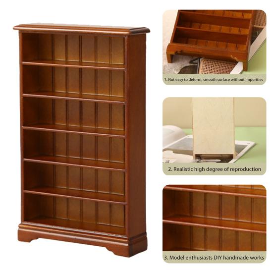 Кукольный мини-книжный шкаф, полка, масштаб 1/12, белая современная мебель для гостиной, кукольный дом, библиотека, офис, декор, миниатюрная деревянная витрина