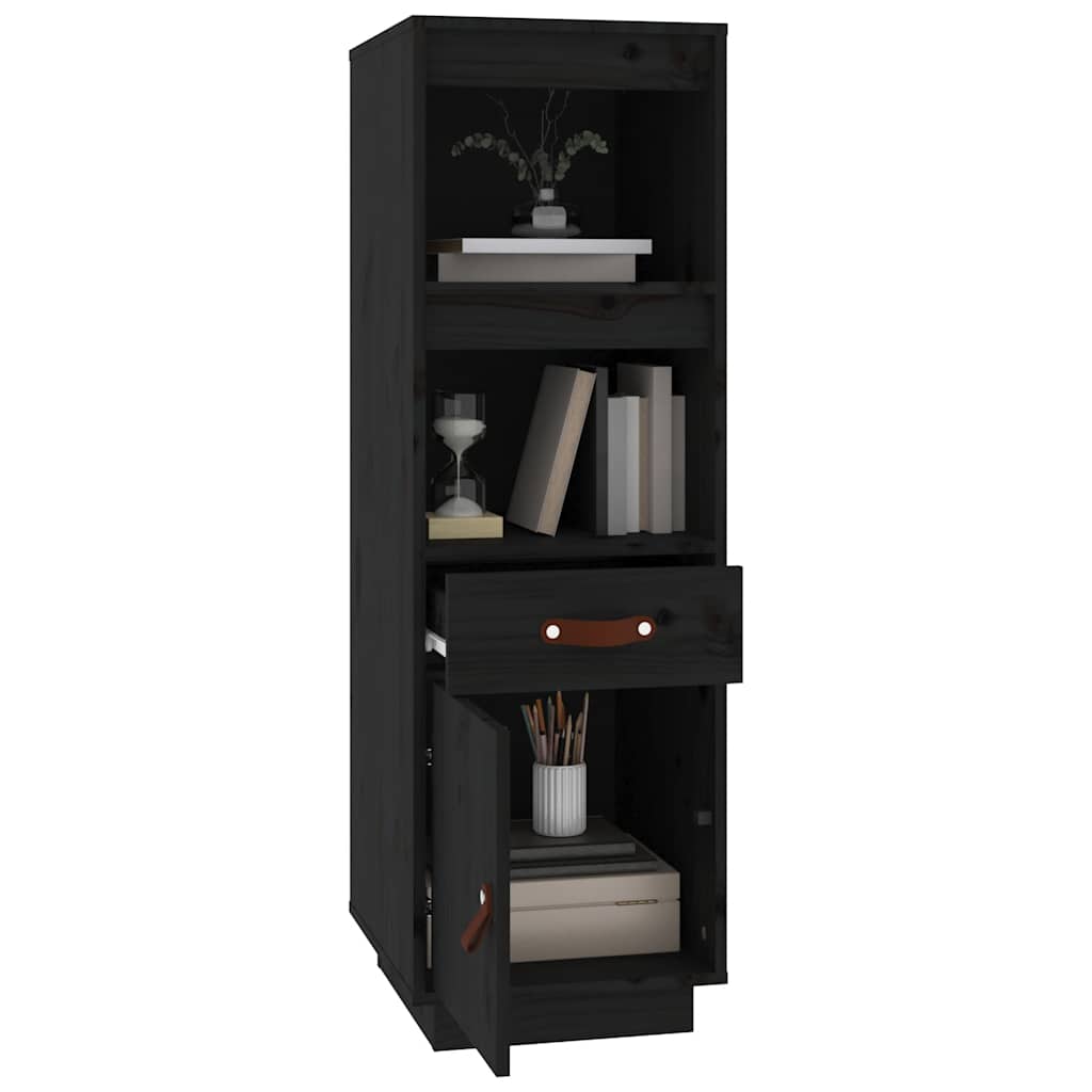 Vidaxl Kredens, Czarny, 34X40X108,5 Cm, Lite Drewno Sosnowe