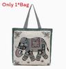 Canvas Butterfly Elephant Cat Tote Bag For Women With Sewn Details For Daily Use