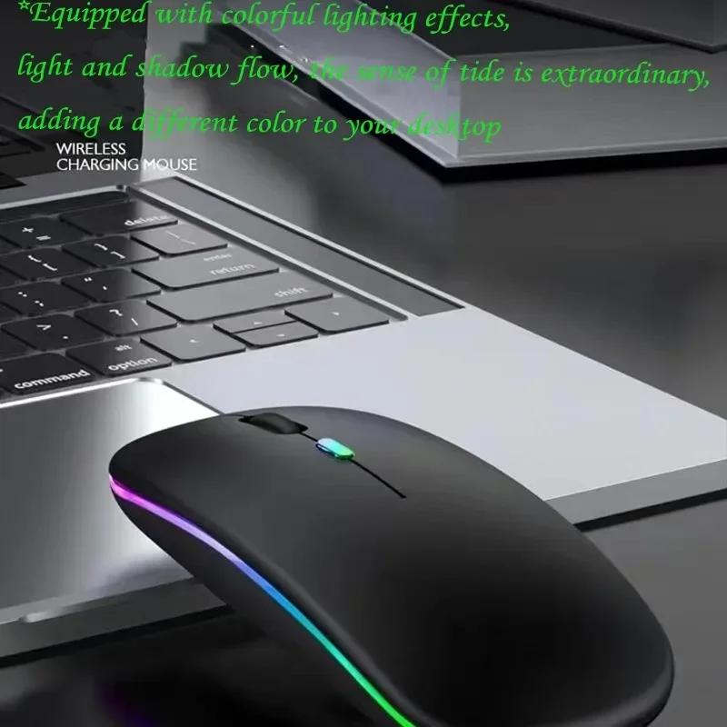 Беспроводная Bluetooth-мышь для компьютера, ПК, ноутбука, iPad, планшета с RGB-подсветкой, эргономичная, перезаряжаемая, USB-мышь