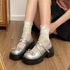 French Thick High-heeled Mary Jane Single Shoes Women's 2025 Summer New Small Jk Single Shoes Platform Silver Small Leather Shoes