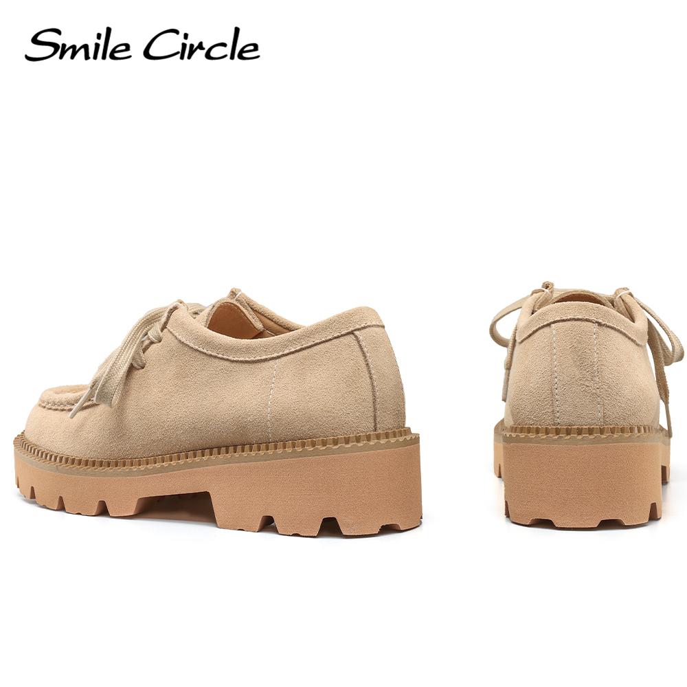 Женская обувь из коровьей замши на массивном каблуке, толстые туфли с круглым носком на шнуровке, модные повседневные женские туфли на плоской подошве