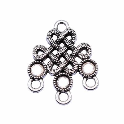 4 шт., серьги с китайским узлом, разъем для ювелирных изделий, аксессуары, античное серебро, цвет цинкового сплава, 26X21 мм