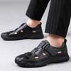 New Summer Hollow Leather Sandals Leather Breathable Non-slip Outdoor Mountaineering Casual Leather Shoes Men's Hole Shoes