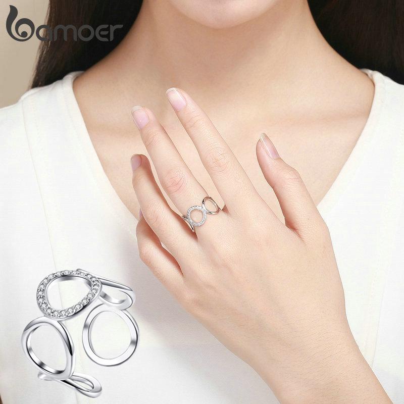 BAMOER Женское геометрическое кольцо с кристаллами