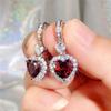 Red Aqua Blue Heart Cut Stone Wedding Drop Earrings for Women Eternity Love Earrings Engagement Accessories Fashion Jewelry
