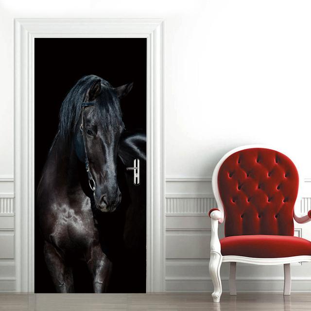 Стикер на дверь с изображением слона, ПВХ, клейкие водостойкие обои для дверей гостиной, спальни, плакат, домашний декор, deursticker