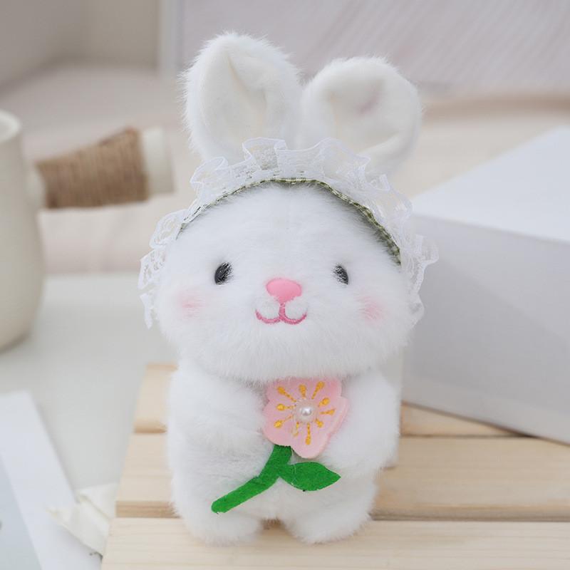 Fluffy Plush Rabbit Keychain Cute Teddy Bear Stuffed Toy Keyring