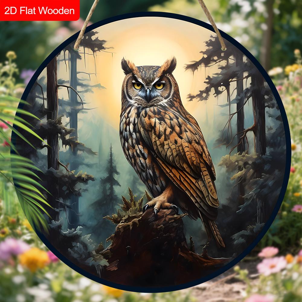 4 Different Styles of Russian Wooden Sign with Owls Pattern, Round Sign for Front Door, Wall Hanging Decor, Ideal Gift for Friend & Family