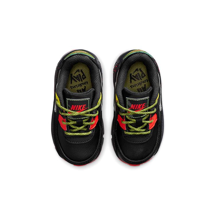 Nike Air Max 90 Low top Toddler Shoes Black Red Green Infant And Toddler DC2102-001