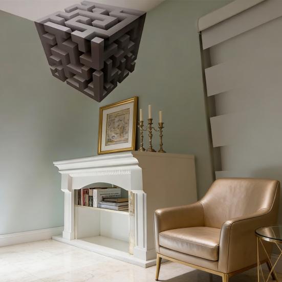 Настенный декор с оптической иллюзией 3D Угловая наклейка на стену Отклеивающаяся и приклеивающаяся Съемный 3D Эффект Куб Настенный декор для гостиной Офиса Спальни Общежития