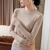 Модальная базовая рубашка женская 2025 новая женская одежда однотонная с круглым вырезом с длинным рукавом футболка осень и зима с облегающим топом