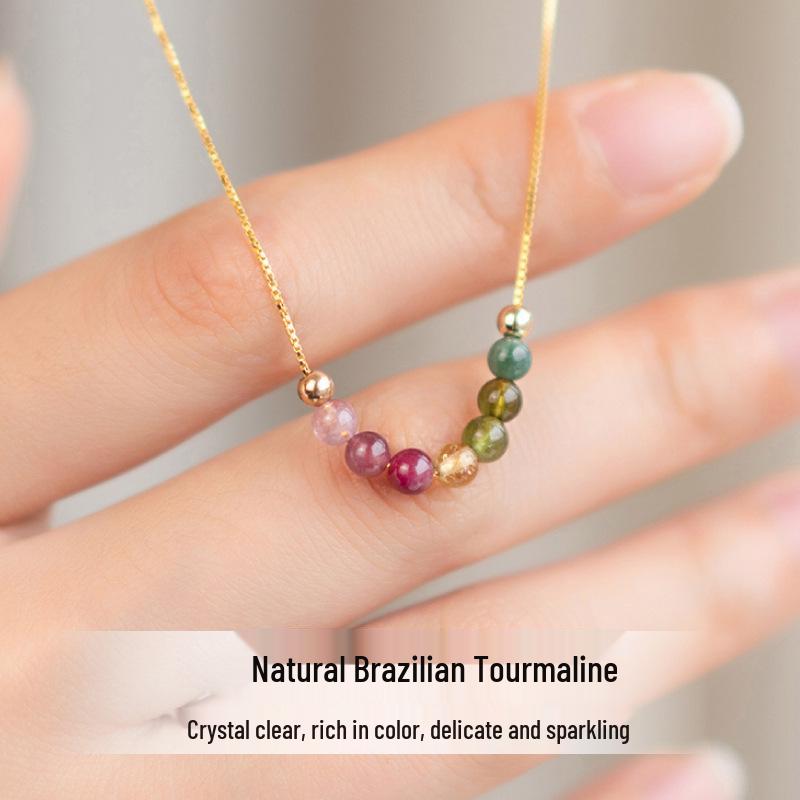 Ожерелье на ключицу из турмалина - Легкая роскошь, Не выцветающее, Простое высококлассное дофаминовое колье для женщин