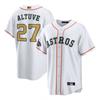 Mens MLB Houston Astros 27 Embroidered Baseball Jersey Short Sleeve Cotton Blend Sport T-Shirt Loose Fit