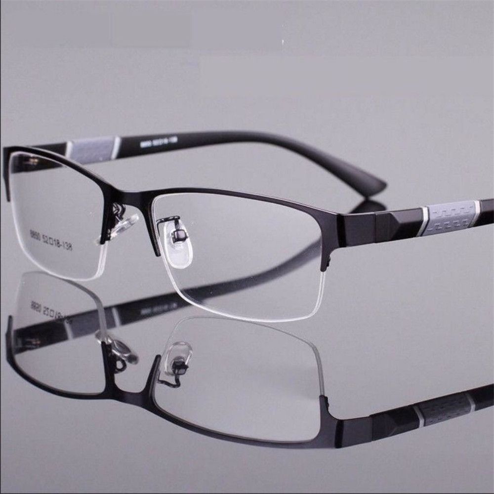 Blue Ray Blocking Anti-Blue Light Reading Glasses Eye Protection Half Frame Hyperopia Glasses Ultralight Metal Square Eyeglasses