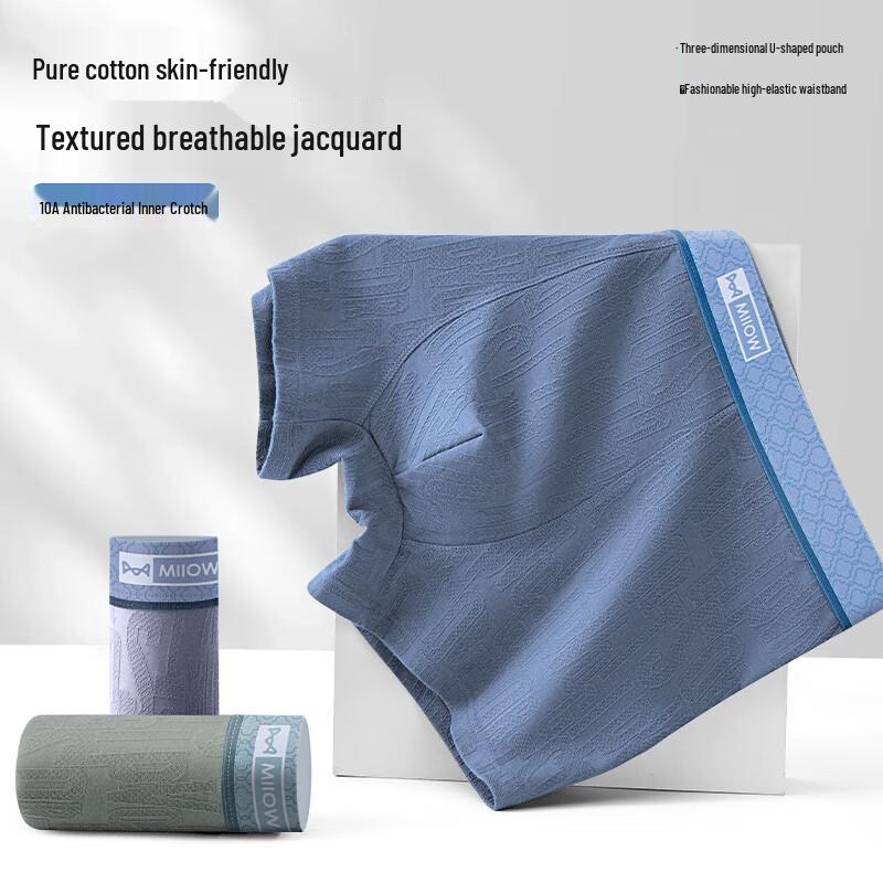 MaoRen Мужские премиальные жаккардовые боксеры-брифы, 4 штуки, с антибактериальной обработкой 10A