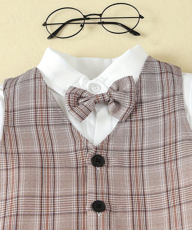 Spring/Autumn Boys' Formal Vest Set: Flower Boy Host Outfit, Children's Performance Suit, 1-Year-Old's Costume