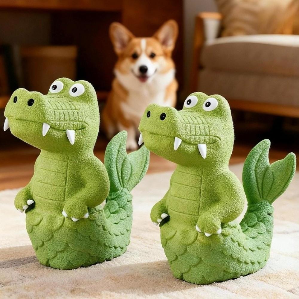 Natural Latex Latex Chew Toy Green Color Plush Crocodile Toy Squeaky Alligator Dog Toy  Pet Biting