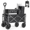 Hellozebra Carry Wagon Foldable Lightweight Capacity Capacity Carry Cart Wide Tire Stainless Steel Frame Cart Independent Design Convergence Ideal for