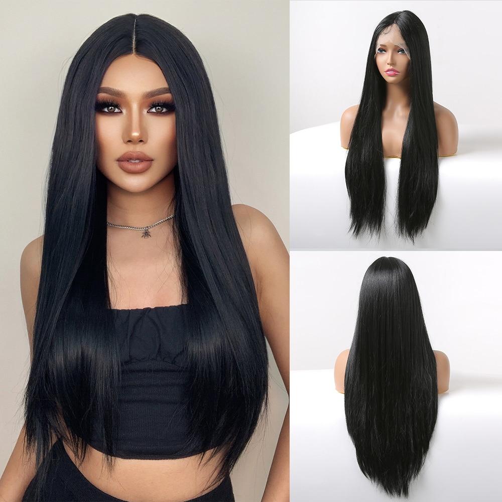 ALAN EATON Длинный светлый прямой парик на шнуровке для женщин, натуральные волосы высокой плотности, для ежедневного использования, синтетические парики, термостойкие