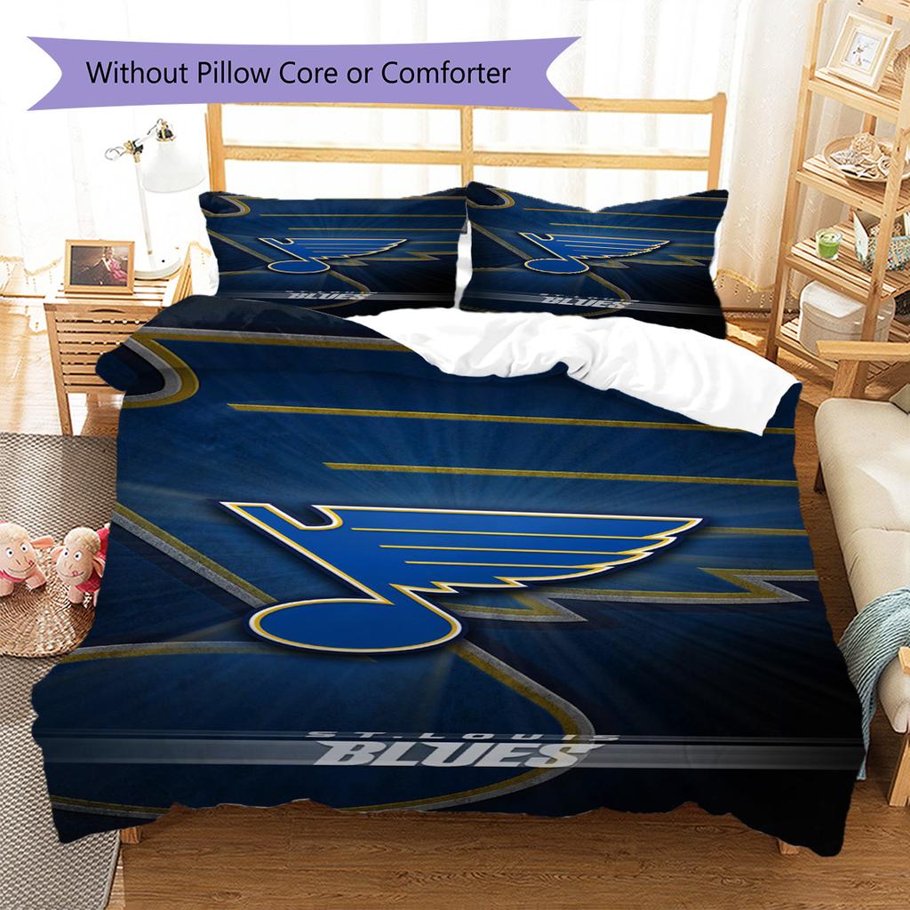St. Louis Blues Pattern Bedding Set Quilt Cover Pillowcase Home Decor Gift (1 * duvet cover + 2 * pillowcase, without core)