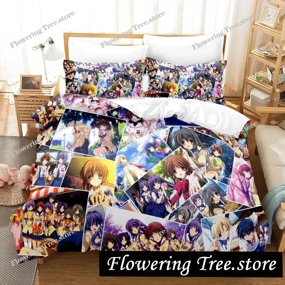 3D Печать Аниме CLANNAD Комплект Постельного Белья Пододеяльник Комплект Постельного Белья Чехол на Одеяло Наволочка Одеяло Размер King Queen Для Мальчиков Взрослый Комплект Постельного Белья