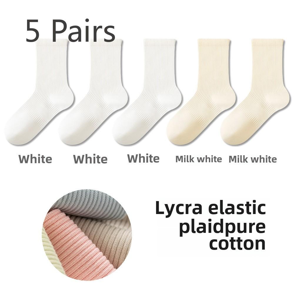 5 пар женских спортивных носков длиной до середины икры на весну и лето без косточек, антибактериальных, с защитой от запаха, впитывающих пот и дышащих