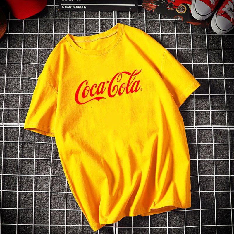 Pure cotton Coca-Cola joint commemorative short-sleeved T-shirt Youth Hong Kong style brand ins large size men and women couples versatile