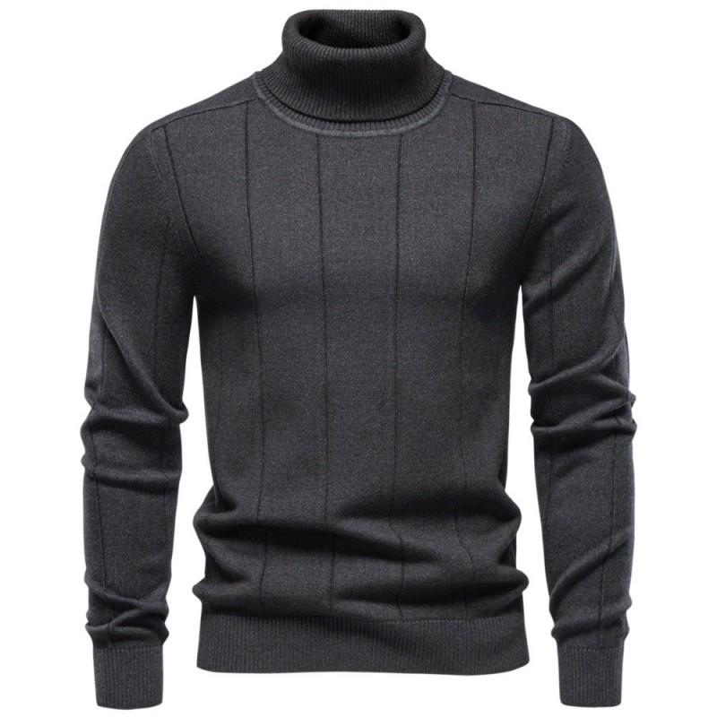 Mens Warm Thick Knit Sweater High Turtleneck Slim Fit Long Sleeve Fall Winter 2026
