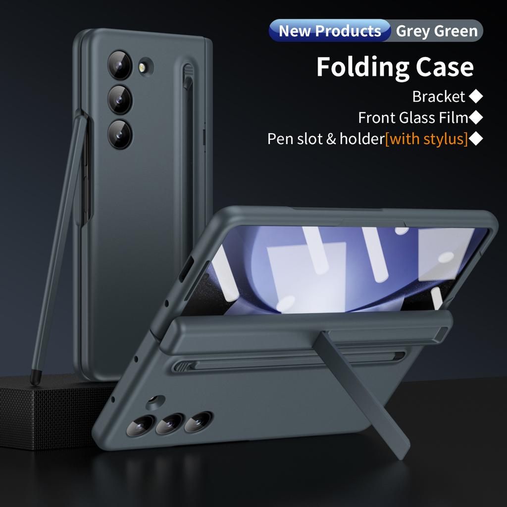 Hard PC Shockproof Phone Cover with Touch Pen Screen Protector Bracket for Samsung Galaxy Z Fold 6 5 4 3 Case