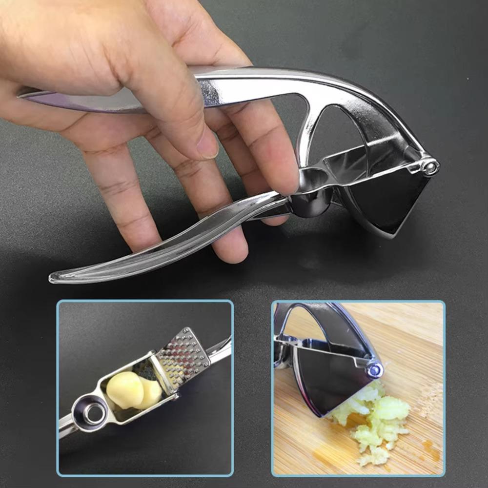 2 in 1 Garlic Press Rust-proof Corrosion-resistant Garlic Masher Labor-saving Zinc Alloy Garlic Squeezer Hawthorn