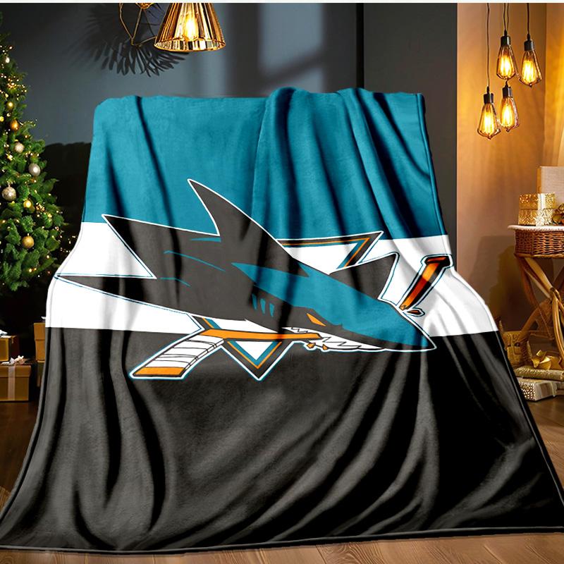 San-Jose Sharks Hockey Blanket Flannel Throw for Sofa, Indoor, Camping, Living Room, Office, Chair, And Bed Soft Birthday Gift