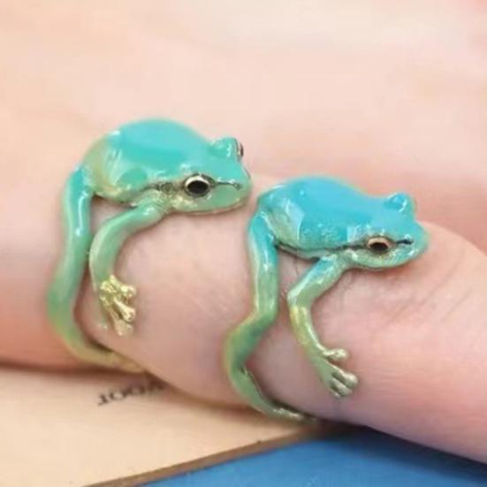 Frog Ring Cute Colorful Adjustable Tree Frog Rings Handmade Fun Jewelry Perfect Unique Gift Cute Animal Rings for Beach Summer Party.