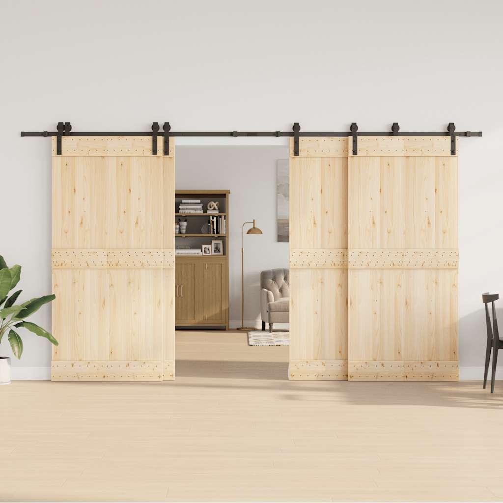 Sliding Door Hardware Set 400 cm Steel Black