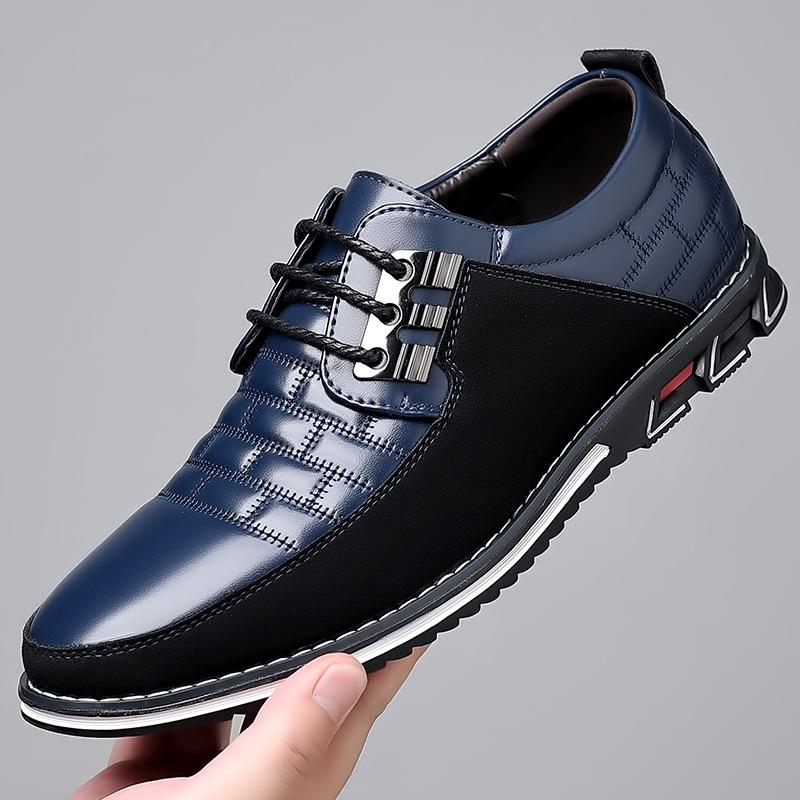 Brand Men'S Casual Shoes Fashion Classic Men'S Pu Leather Shoes Breathable Business Lace-Up Men Shoes Plus Size 38-50