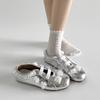 Silver French Ballet Style Light Mouth Flat-soled Single Shoes Women's 2025 New Summer Skirt Sports Mary Jane Shoes