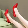 Black Red Gold Plaid Women's Shoes Women's Pointy Toe High Heels Fashion Sexy Large 34-43