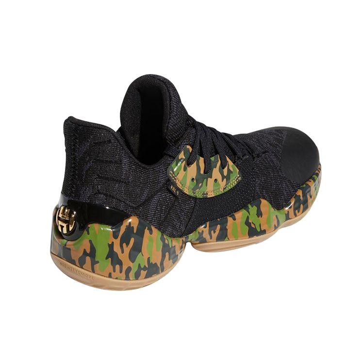 Adidas Harden Vol. 4 Non-Slip Durable Low-Top Basketball Shoes Men Sneakers Black Green Camouflage EF1261