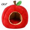 Washable Cat Bed for Autumn Winter Apple-Shaped Cave Bed, Plush Pet Hideaway with Removable Cushion, Warm Apple Shape Cozy Enclosed Small Dogs