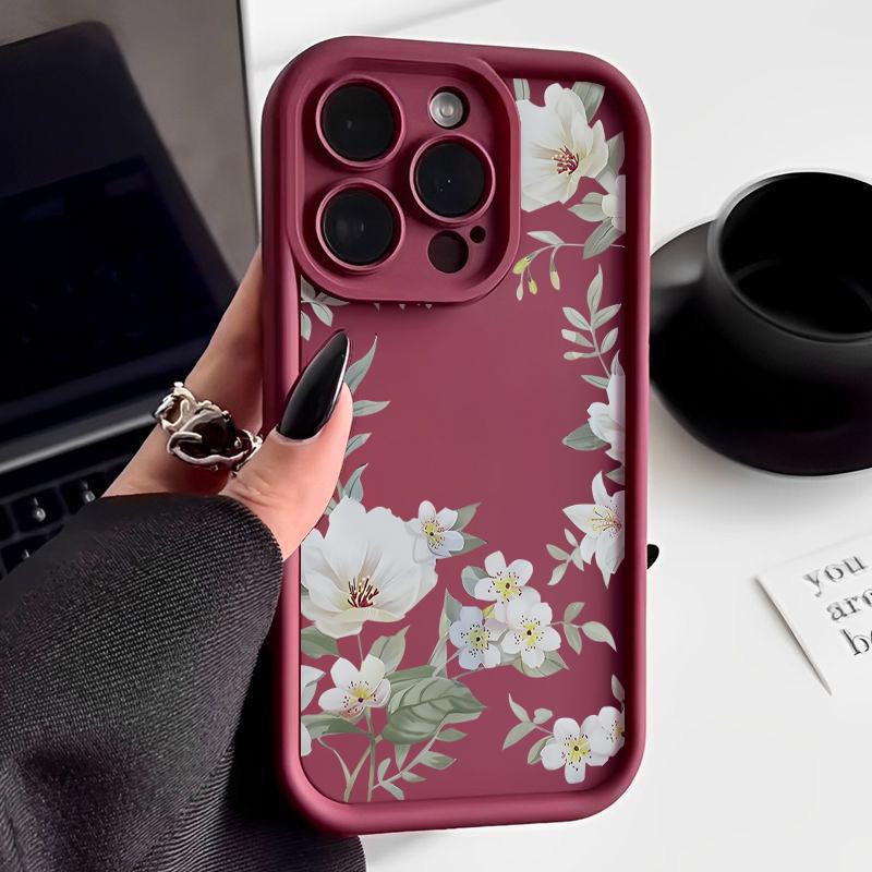 Для iPhone 16 Pro 15 14 13 Pro Max 12 11 Xr Xs X 8 7 противоударный мягкий чехол для защиты линз из ТПУ с цветами