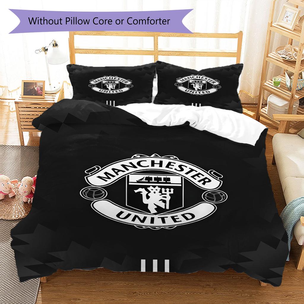 Shiny MUFC Cards Bedding Quilt Set Quilt Cover Pillowcase Home Decoration Birthday Gift (1 * duvet cover + 2 * pillowcase, without core)