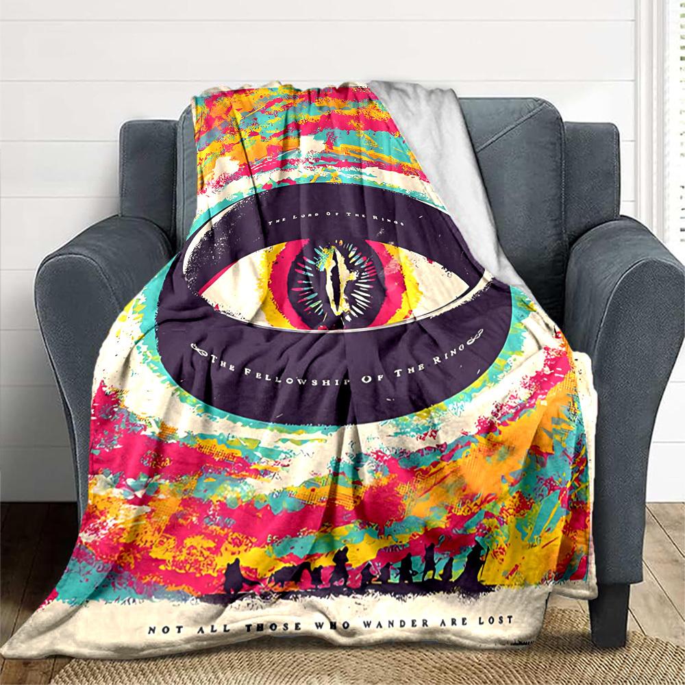 1pc Fellowship of the Ring Blanket Lightweight Flannel Throw For Sofa, Bed, Travel, Camping, Livingroom, Office, Couch, Chair, And Bed